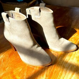 J Crew Ankle Suede Ankle Booties Grey Green Size 6